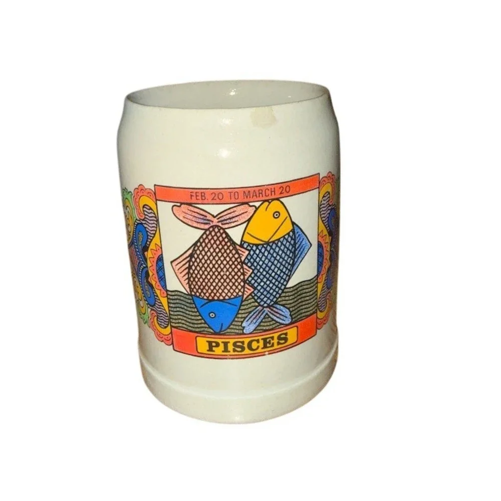 Gerz Pisces Zodiac 0.5L Beer Stein Mug Breweriana Vintage